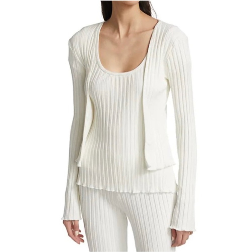 NEW Simon Miller Dookie Stretch Rib-
Knit Open Front Cardigan
